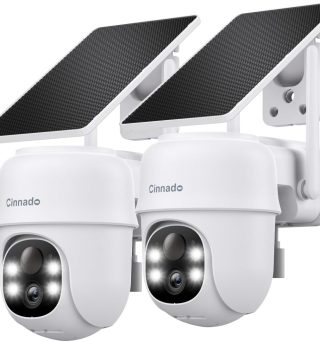 2K Cameras for Home Security-2.4G WiFi Outdoor Camera Wireless Solar/Battery Powered with solar panel, 360° Viewing, AI Human Detection, Color Night Vision, with SD Storage, Works with Alexa(2 Pack)