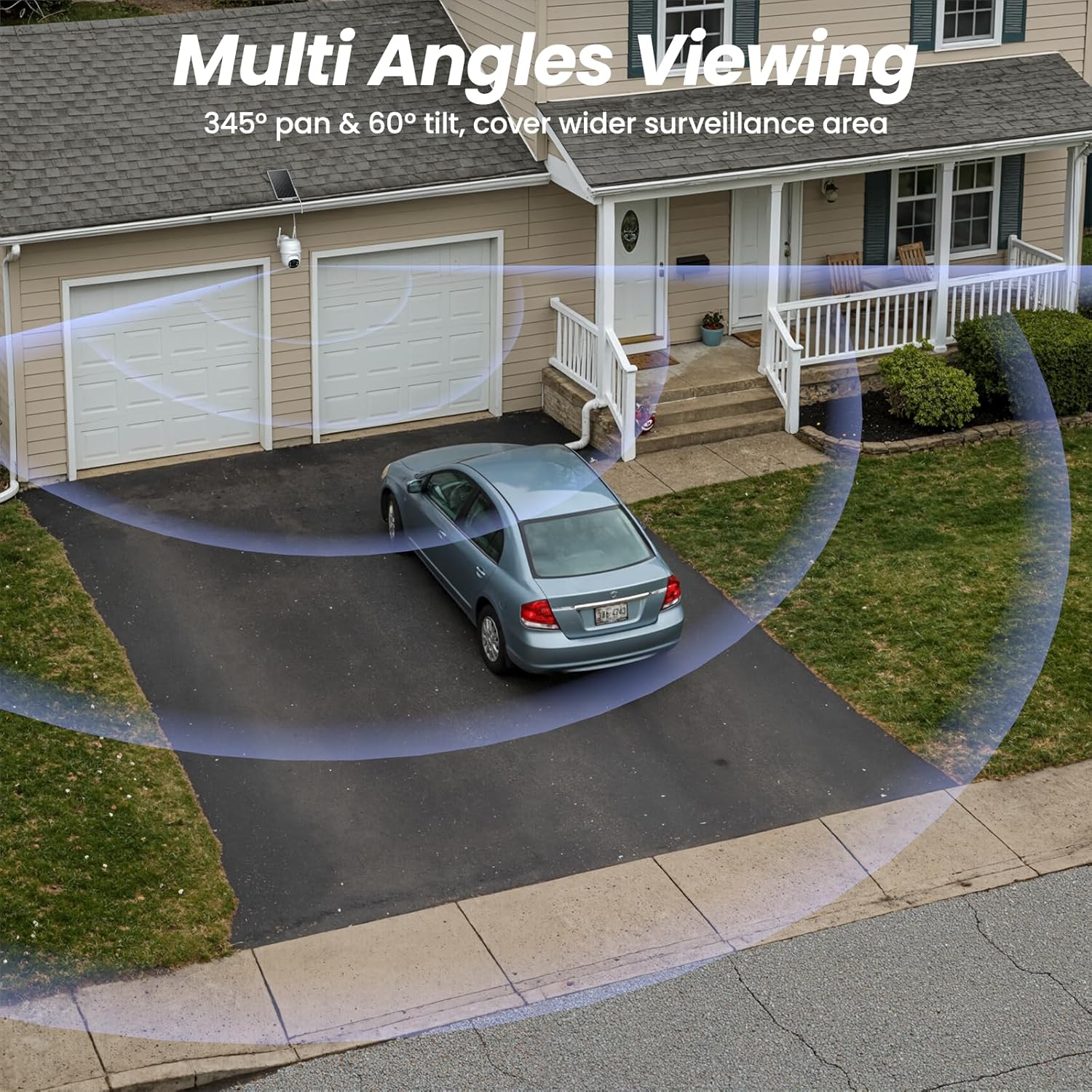 2K Cameras for Home Security-2.4G WiFi Outdoor Camera Wireless Solar/Battery Powered with solar panel, 360° Viewing, AI Human Detection, Color Night Vision, with SD Storage, Works with Alexa(2 Pack) - Image 9