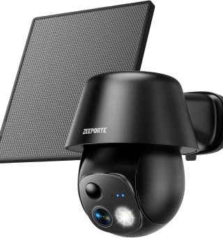 Solar Security Cameras Wireless Outdoor, 2K Pan/Tilt 360° View Solar/Battery Powered WiFi Cameras for Home Security with AI Motion Detection, Spotlight, 2-Way Audio, Siren, IP65, SD/Cloud Storage