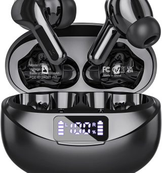 Wireless Earbuds Bluetooth 5.3 Headphones HiFi Stereo, Wireless Earphones with Noise Cancelling Mic, 50H Playback Ear Buds with LED Digital Display for iOS/Andriod
